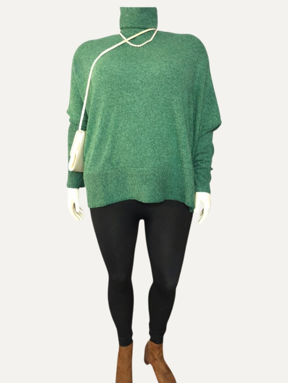 Zenana Green Oversized Turtleneck Sweater Plus 2X/3X Soft Knit NWOT